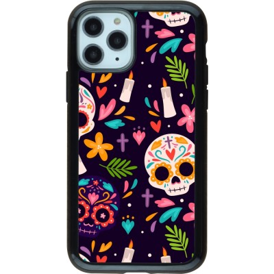 Coque iPhone 11 Pro - Hybrid Armor noir Halloween 2023 mexican style