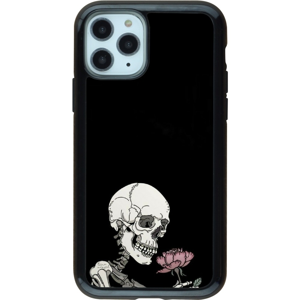 Coque iPhone 11 Pro - Hybrid Armor noir Halloween 2023 rose and skeleton