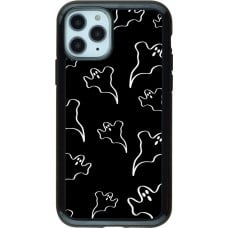 Coque iPhone 11 Pro - Hybrid Armor noir Halloween 2024 black and white ghosts