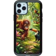 Coque iPhone 11 Pro - Hybrid Armor noir Jungle Tropicale Tayrona