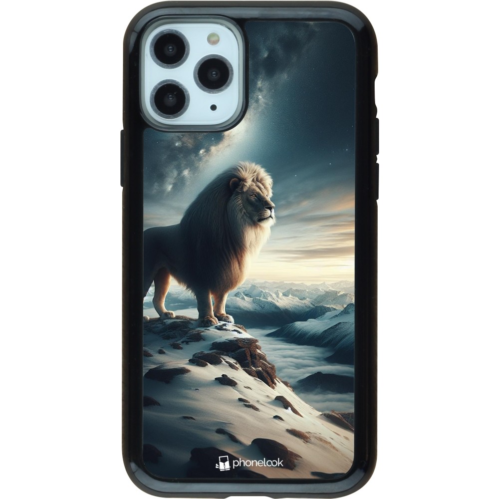 Coque iPhone 11 Pro - Hybrid Armor noir Le lion blanc