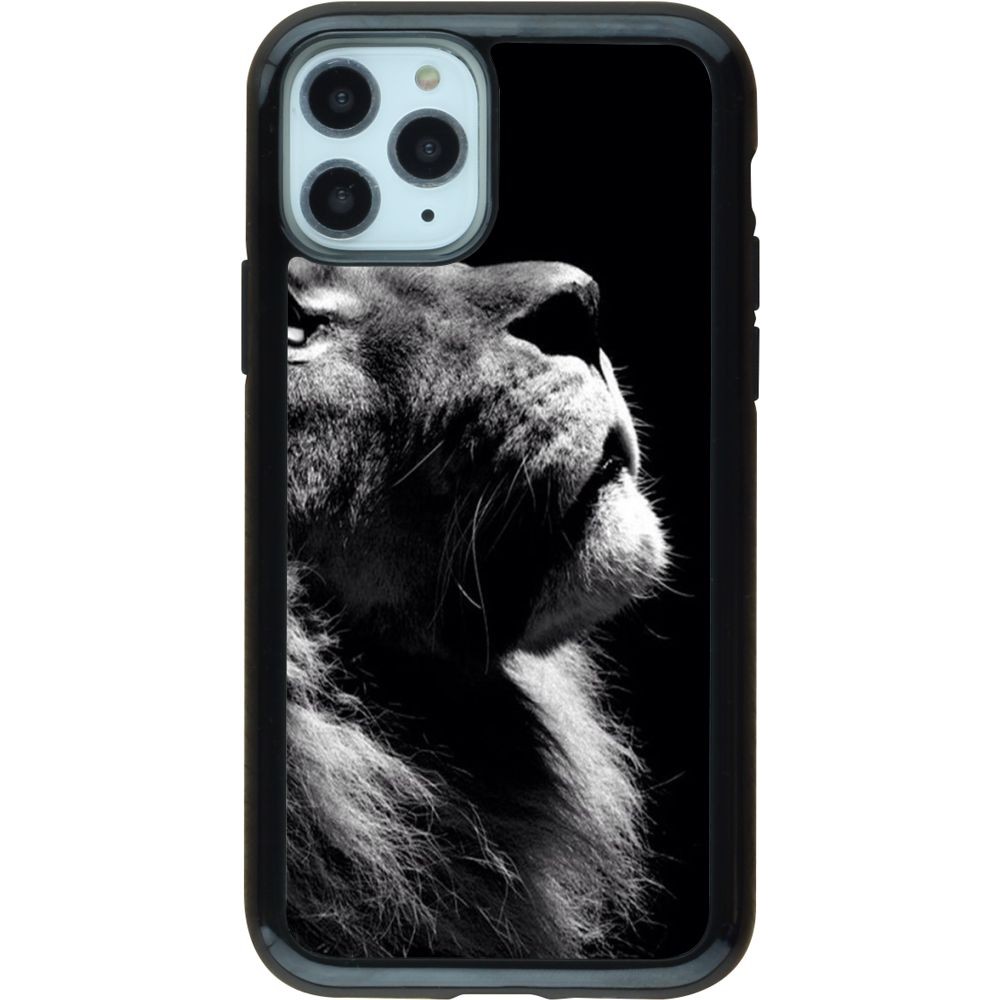 Coque iPhone 11 Pro - Hybrid Armor noir Lion looking up