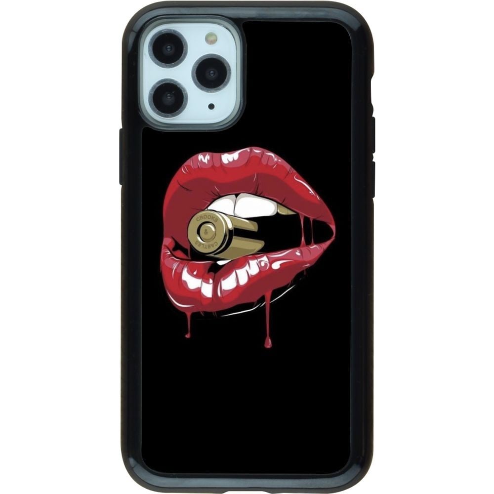 Coque iPhone 11 Pro - Hybrid Armor noir Lips bullet