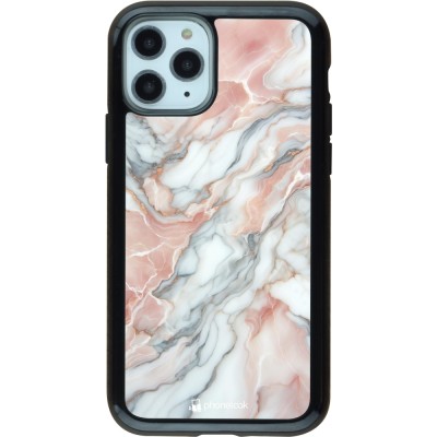 Coque iPhone 11 Pro - Hybrid Armor noir Marbre Rose Lumineux