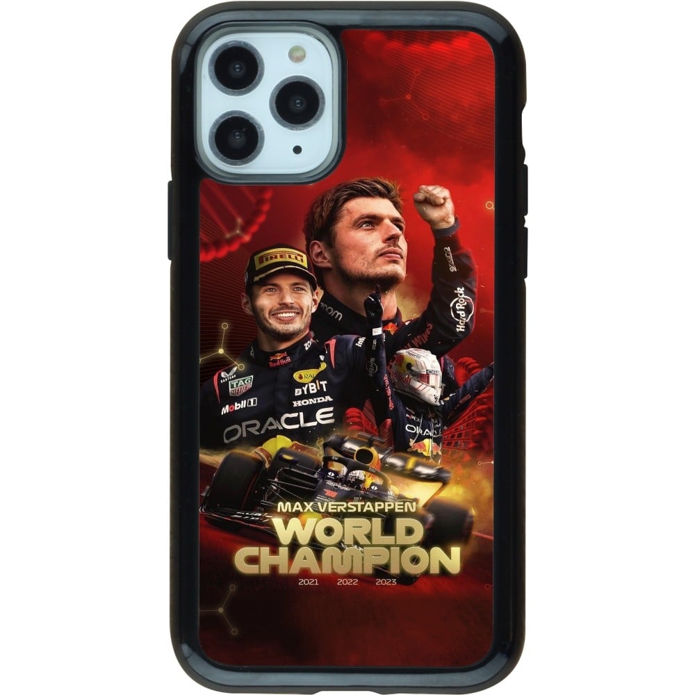 Coque iPhone 11 Pro - Hybrid Armor noir Max Verstappen Champion 2023