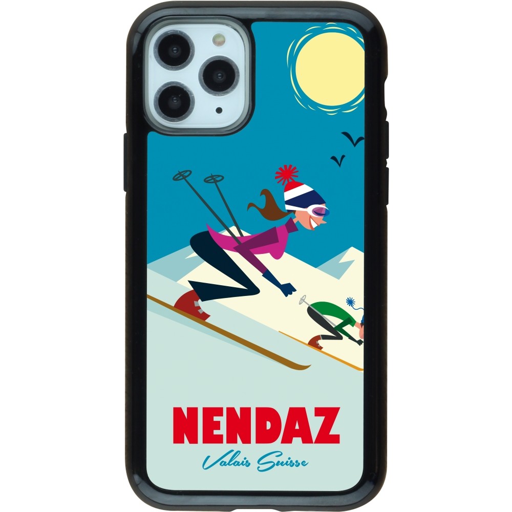 Coque iPhone 11 Pro - Hybrid Armor noir Nendaz Ski Downhill