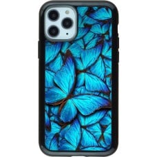 Coque iPhone 11 Pro - Hybrid Armor noir Papillon - Bleu