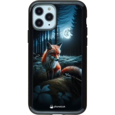 Coque iPhone 11 Pro - Hybrid Armor noir Renard lune forêt