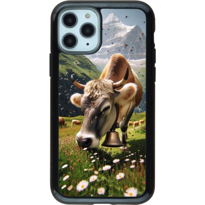 Coque iPhone 11 Pro - Hybrid Armor noir Vache montagne Valais