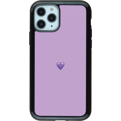 Coque iPhone 11 Pro - Hybrid Armor noir Valentine 2023 purpule single heart