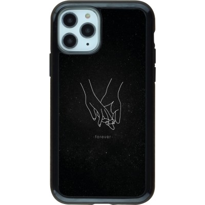 Coque iPhone 11 Pro - Hybrid Armor noir Valentine 2023 hands forever