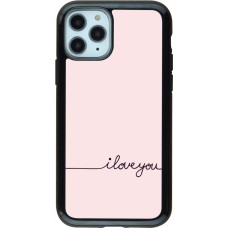 Coque iPhone 11 Pro - Hybrid Armor noir Valentine 2023 i love you writing