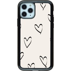 Coque iPhone 11 Pro - Hybrid Armor noir Valentine 2023 minimalist hearts