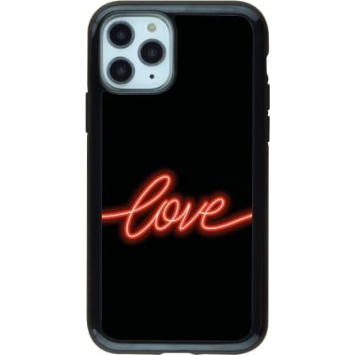 Coque iPhone 11 Pro - Hybrid Armor noir Valentine 2023 neon love