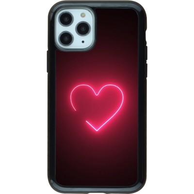 Coque iPhone 11 Pro - Hybrid Armor noir Valentine 2023 single neon heart