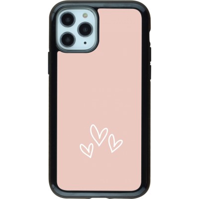 Coque iPhone 11 Pro - Hybrid Armor noir Valentine 2023 three minimalist hearts