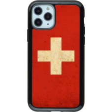 Coque iPhone 11 Pro - Hybrid Armor noir Vintage Flag SWISS