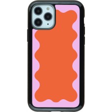 Coque iPhone 11 Pro - Hybrid Armor noir Wavy Rectangle Orange Pink