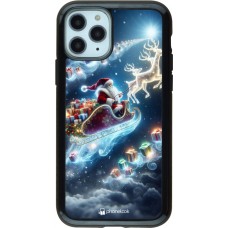 Coque iPhone 11 Pro - Hybrid Armor noir Noël 2023 Père Noël enchanté