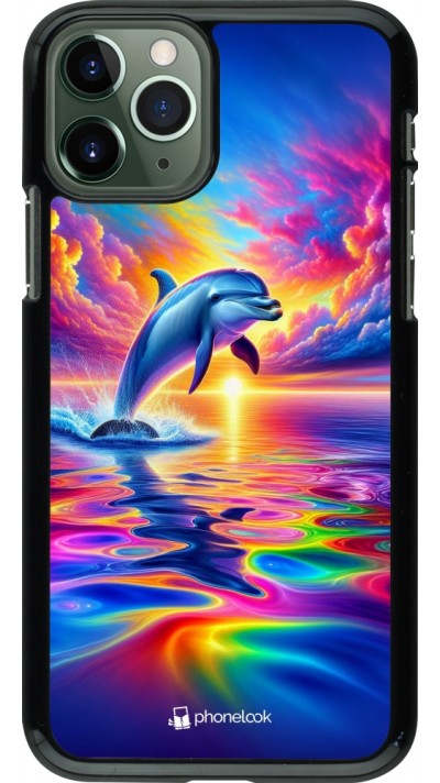 iPhone 11 Pro Case Hülle - Glücklicher Regenbogen-Delfin