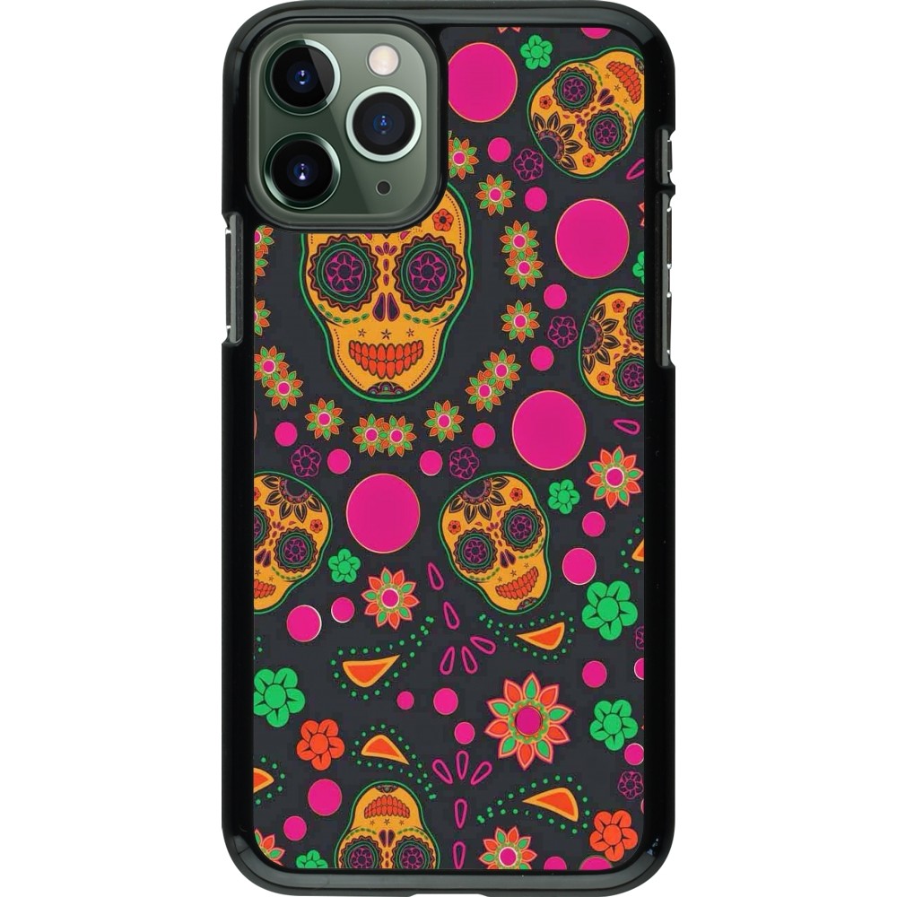 iPhone 11 Pro Case Hülle - Halloween 22 colorful mexican skulls