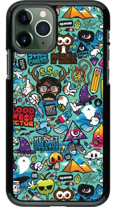 Coque iPhone 11 Pro - Mixed Cartoons Turquoise