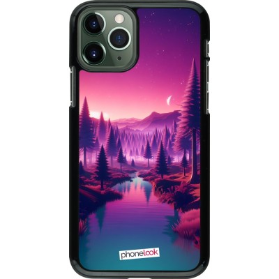 Coque iPhone 11 Pro - Paysage Violet-Rose