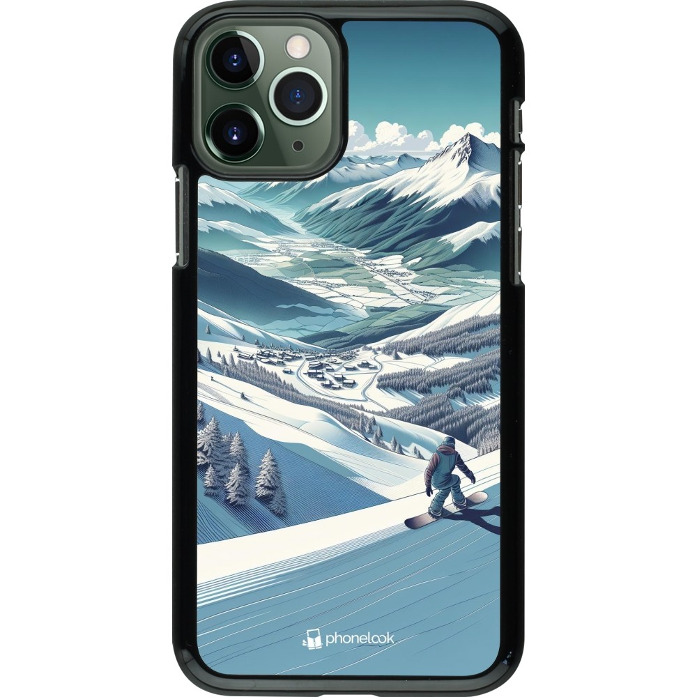 iPhone 11 Pro Case Hülle - Snowboarder Berg