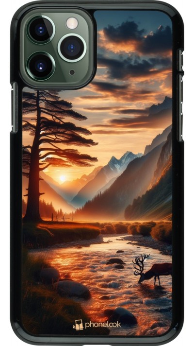 Coque iPhone 11 Pro - Valley Sunset Deer Tree