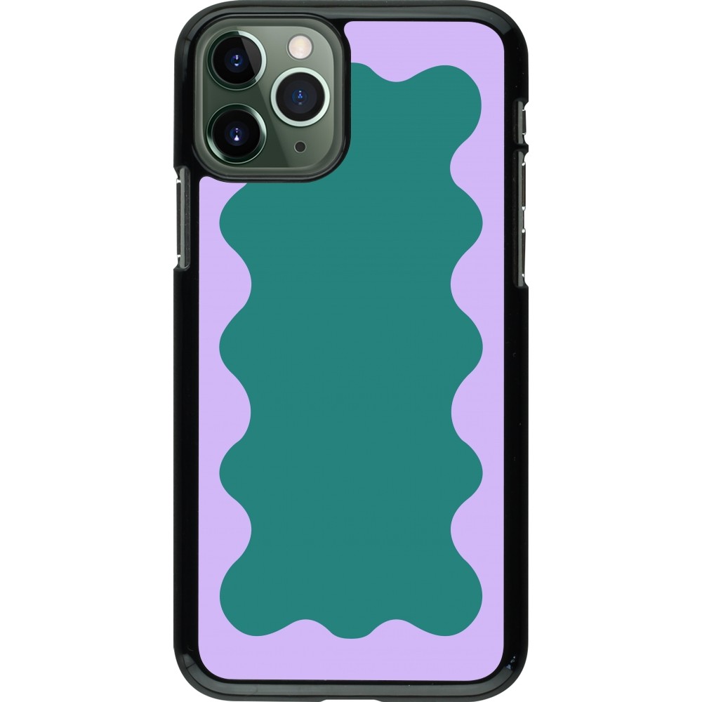 Coque iPhone 11 Pro - Wavy Rectangle Green Purple