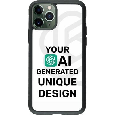 Coque iPhone 11 Pro - Silicone rigide noir 100% unique générée par intelligence artificielle (AI) avec vos idées