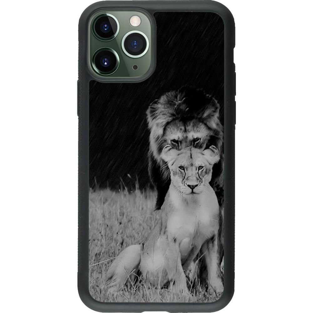 Coque iPhone 11 Pro - Silicone rigide noir Angry lions