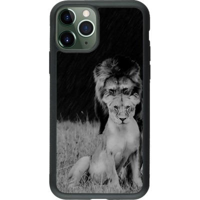 Coque iPhone 11 Pro - Silicone rigide noir Angry lions