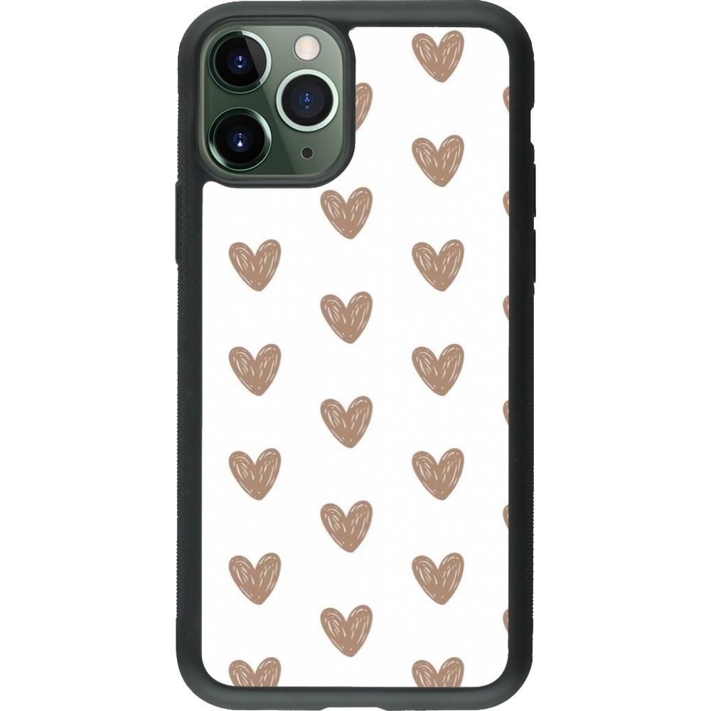 Coque iPhone 11 Pro - Silicone rigide noir Autumn 2024 brown hearts