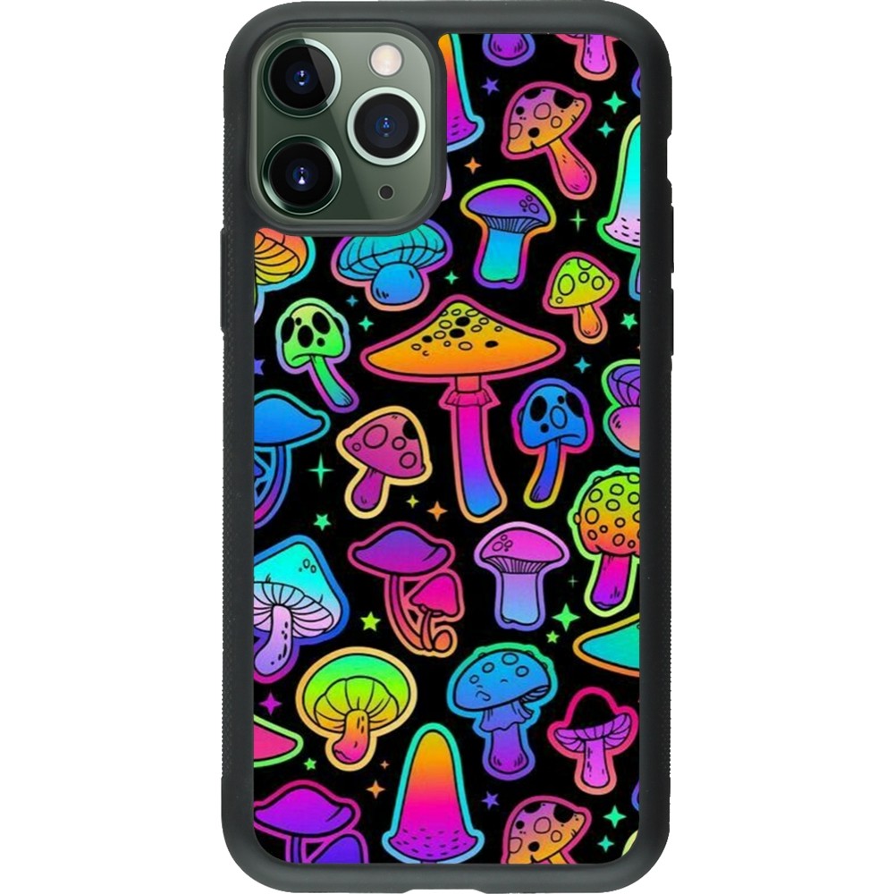 Coque iPhone 11 Pro - Silicone rigide noir Autumn 2024 magic mushrooms