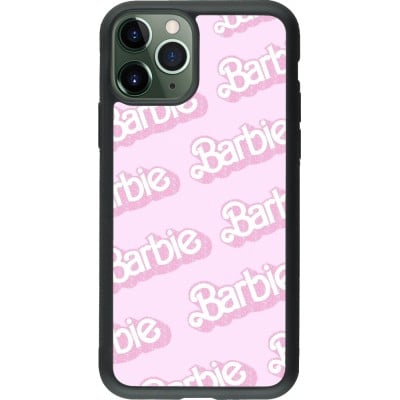 Coque iPhone 11 Pro - Silicone rigide noir Barbie light pink pattern