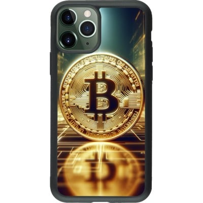 Coque iPhone 11 Pro - Silicone rigide noir Bitcoin Standing