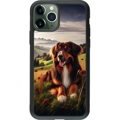 Coque iPhone 11 Pro - Silicone rigide noir Chien Campagne Suisse