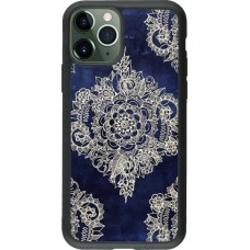 Coque iPhone 11 Pro - Silicone rigide noir Cream Flower Moroccan