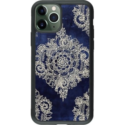 Coque iPhone 11 Pro - Silicone rigide noir Cream Flower Moroccan