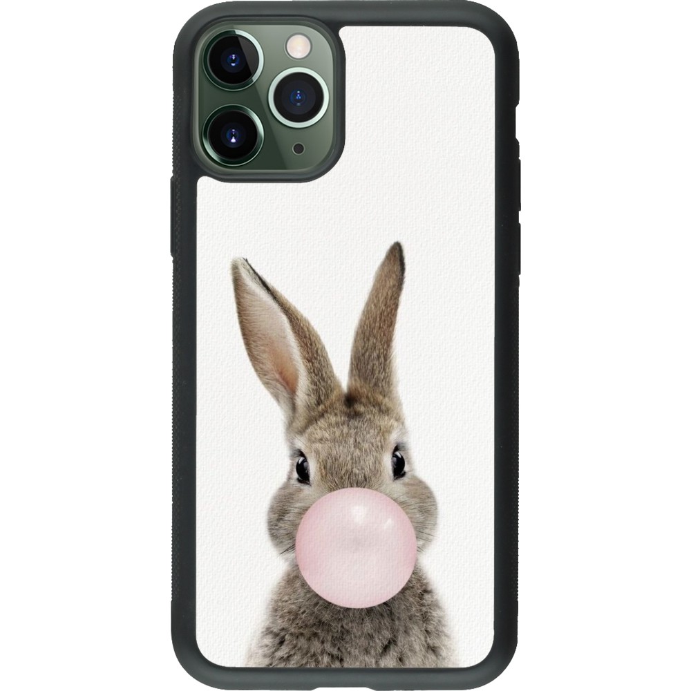 Coque iPhone 11 Pro - Silicone rigide noir Easter 2023 bubble gum bunny