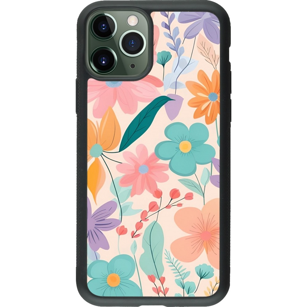 Coque iPhone 11 Pro - Silicone rigide noir Easter 2024 spring flowers