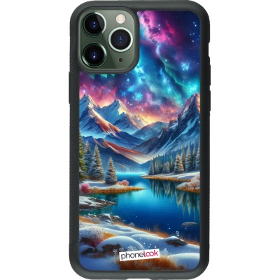 Coque iPhone 11 Pro - Silicone rigide noir Fantasy Mountain Lake Sky Stars