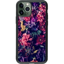 Coque iPhone 11 Pro - Silicone rigide noir Flowers Dark