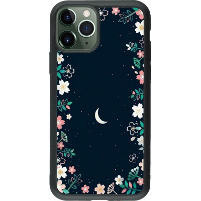 Coque iPhone 11 Pro - Silicone rigide noir Flowers space