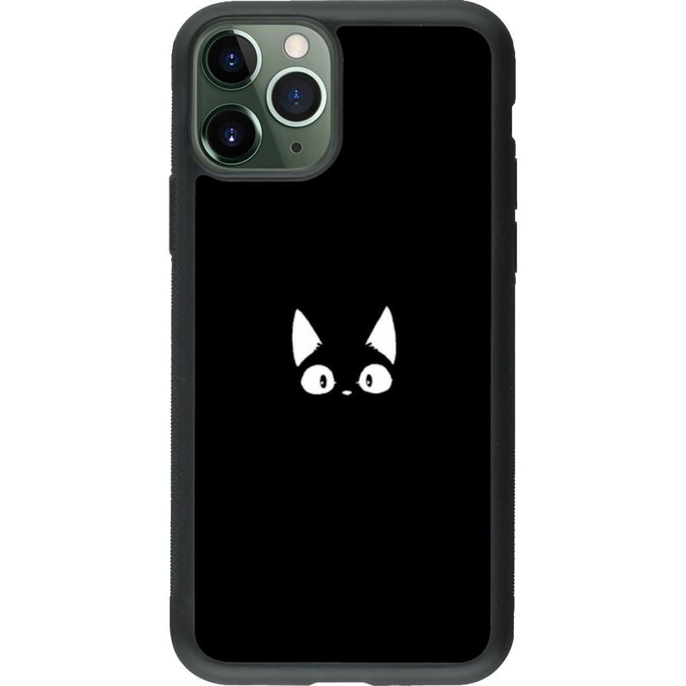 Coque iPhone 11 Pro - Silicone rigide noir Funny cat on black