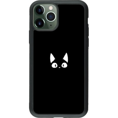 Coque iPhone 11 Pro - Silicone rigide noir Funny cat on black