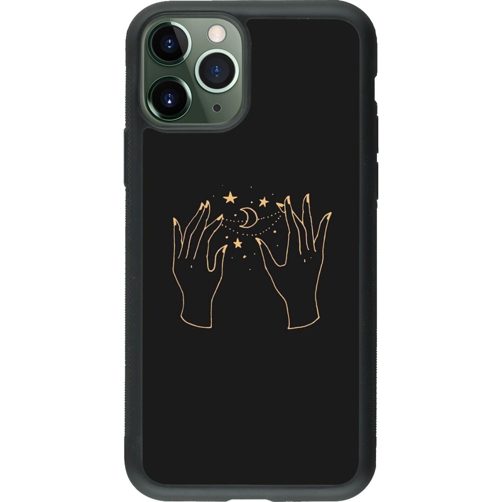 Coque iPhone 11 Pro - Silicone rigide noir Grey magic hands