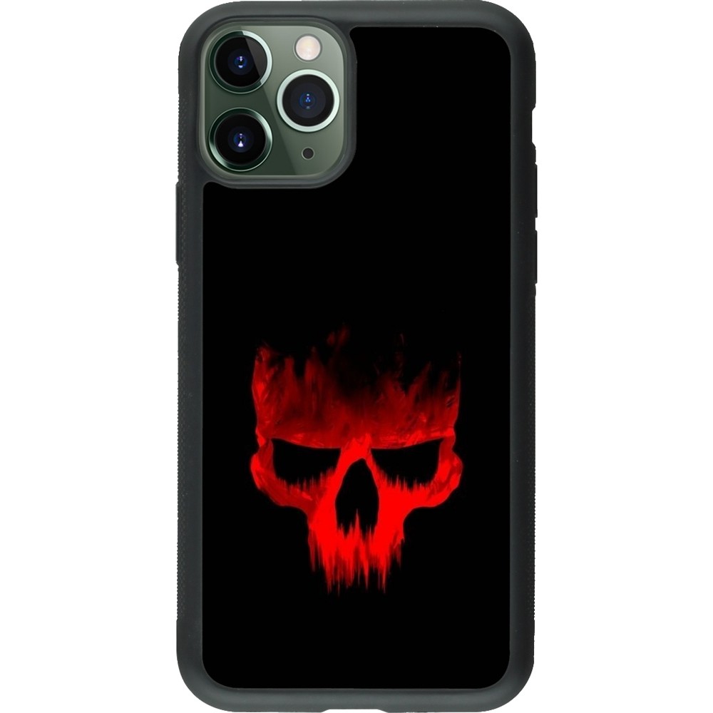 Coque iPhone 11 Pro - Silicone rigide noir Halloween 2023 scary skull