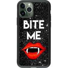 Coque iPhone 11 Pro - Silicone rigide noir Halloween 2024 bite me